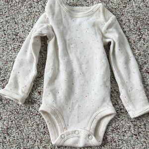Carter's Cream Speckled Long Sleeve Bodysuit thermal waffle knit
